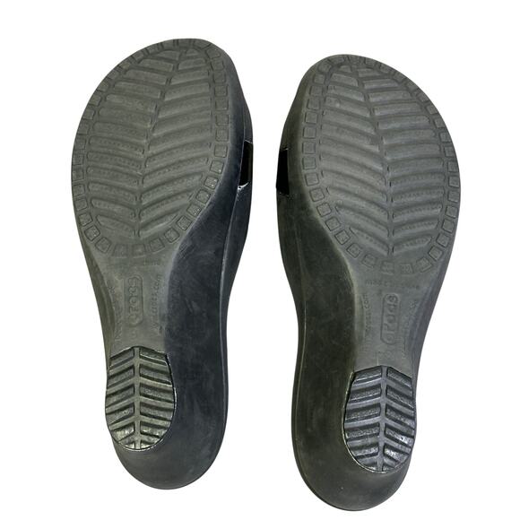 Crocs Wedge Sandals Womens 8 Black Slip On Platform Open Toe Casual Minimalist - Picture 6 of 7